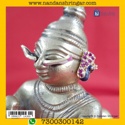 MayuraKrit Kundal - Silver (Manek)
