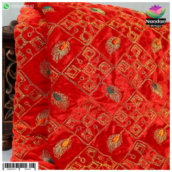 Velvet Mayur Vastra - Red