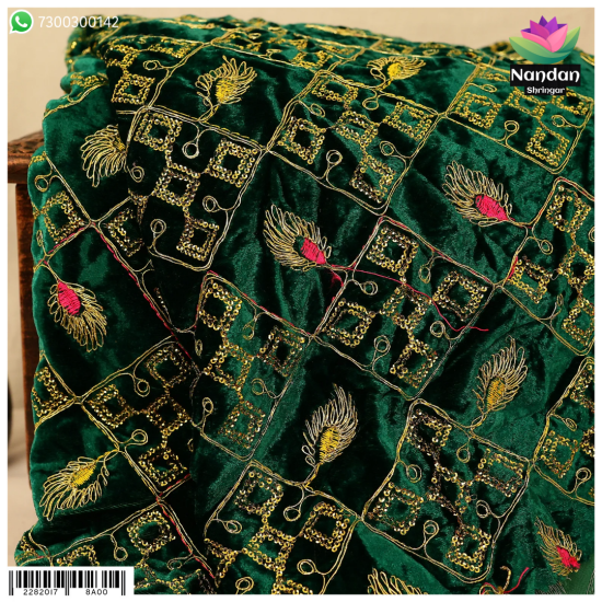 Velvet Mayur Vastra - Green Velvet Mayur Vastra - Green