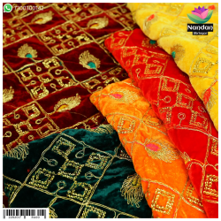 Velvet Mayur Vastra - Red