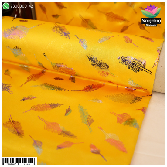 Satin Mayur Print Vatra - Yellow 