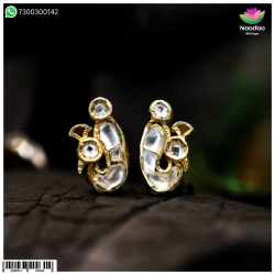 MayuraKrit Kundal - Silver Color : Heera   