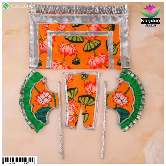 Kamal Print Pankha And Chira Odni - Orange [ Design 2 ]