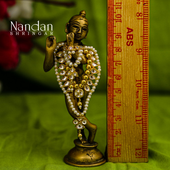 Real Pearl Kundan Haar - (Silver)