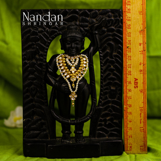 Real Pearl Kundan Haar - (Silver)