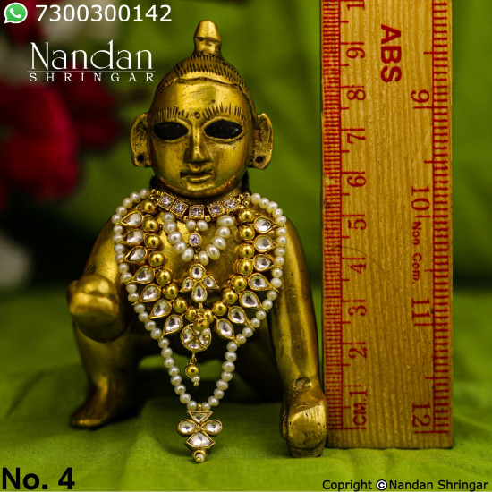 Real Pearl Kundan Haar - (Silver)