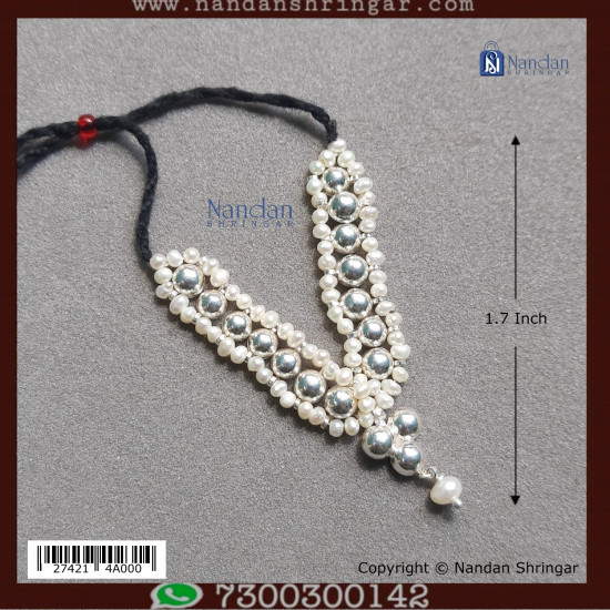 Moti Mala Silver - Real Pearl (No 2)