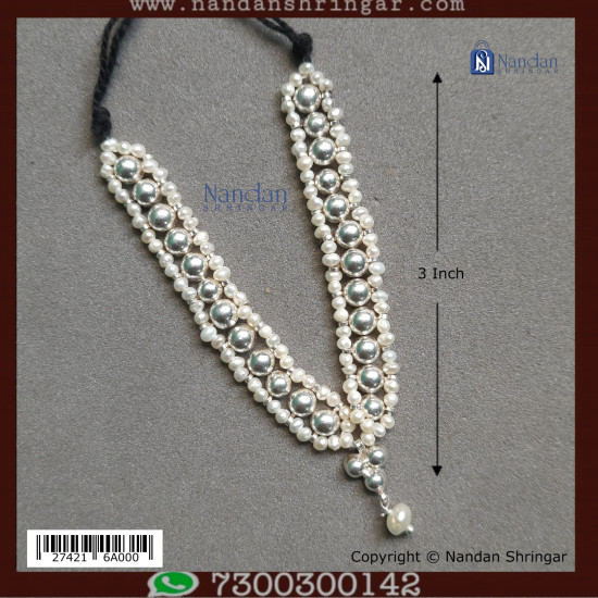 Moti Mala Silver - Real Pearl (No 3)