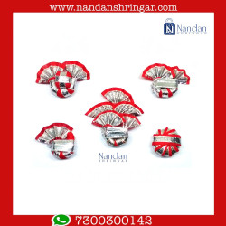 Silver Zari Paag Set - Red (Pack of 5)