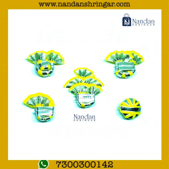 Silver Zari Paag Set - Yellow  (Pack of 5)