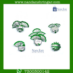 Silver Zari Paag Set - Green (Pack of 5)