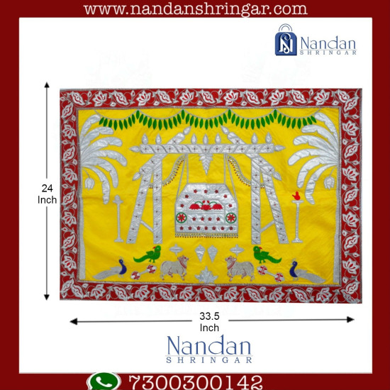 Special Embroidery Pichwai Silk (Nandotsav)