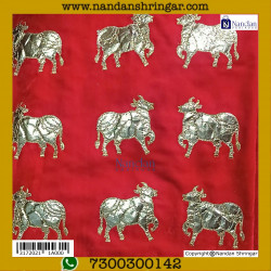 Cow Print Velvet Vastra - Red
