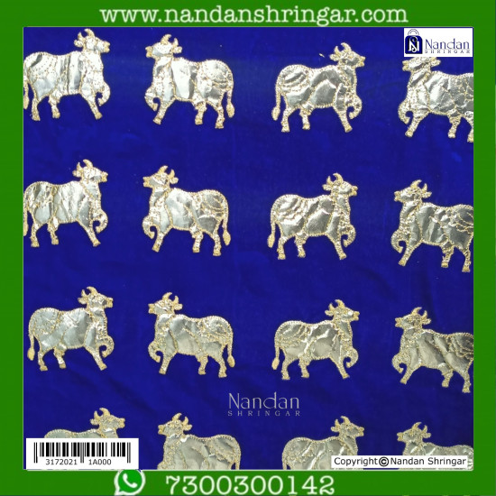 Cow Print Velvet Vastra - Blue