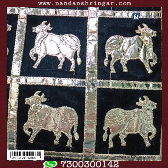 Cow Print Velvet Vastra - Black (Box Pattern)